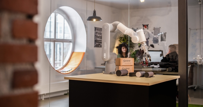 Image of the ABB GoFa robot in an office environment