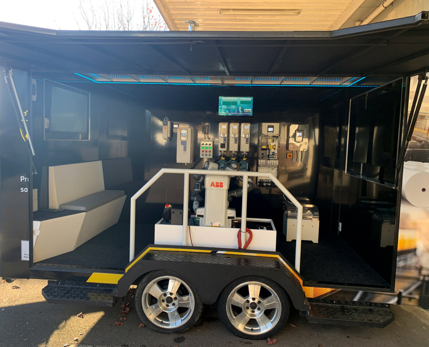 image of the inside of the ETD mobile showroom trailer