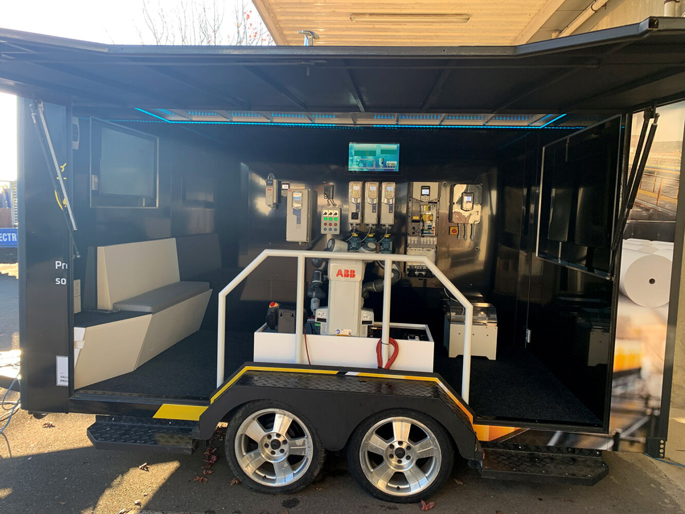 image of the inside of the ETD mobile showroom trailer